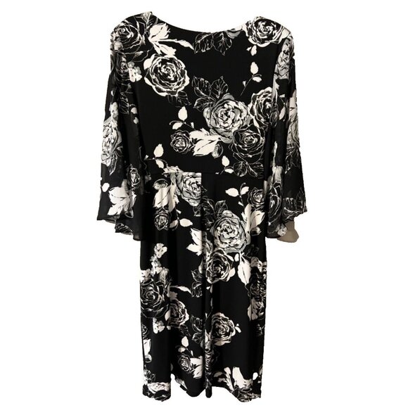 Connected Dress 6 Black White 3/4 Sleeve Stretch Sheath Washable Career NEW - Picture 5 of 6